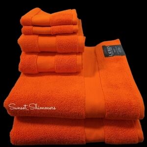 6pc Ralph Lauren Wescott Summer Ora Orange Bath Hand Washcloth Towel Set New